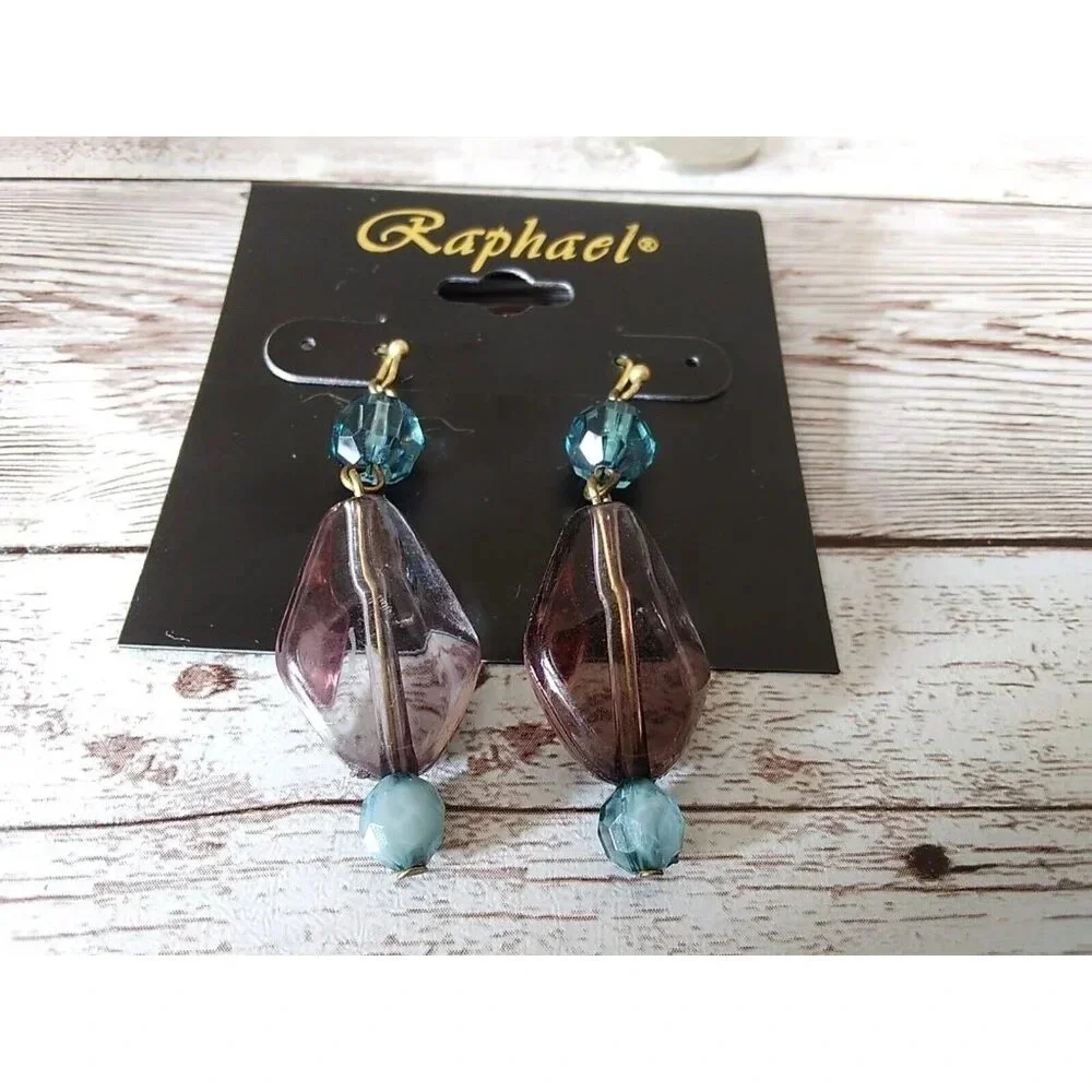 Nwt Blue And Purple Beaded Dangle Earrings